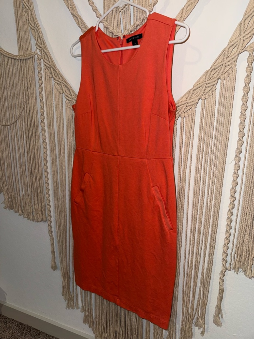 Lands' End Vibrant Orange Sleeveless Midi Dress
